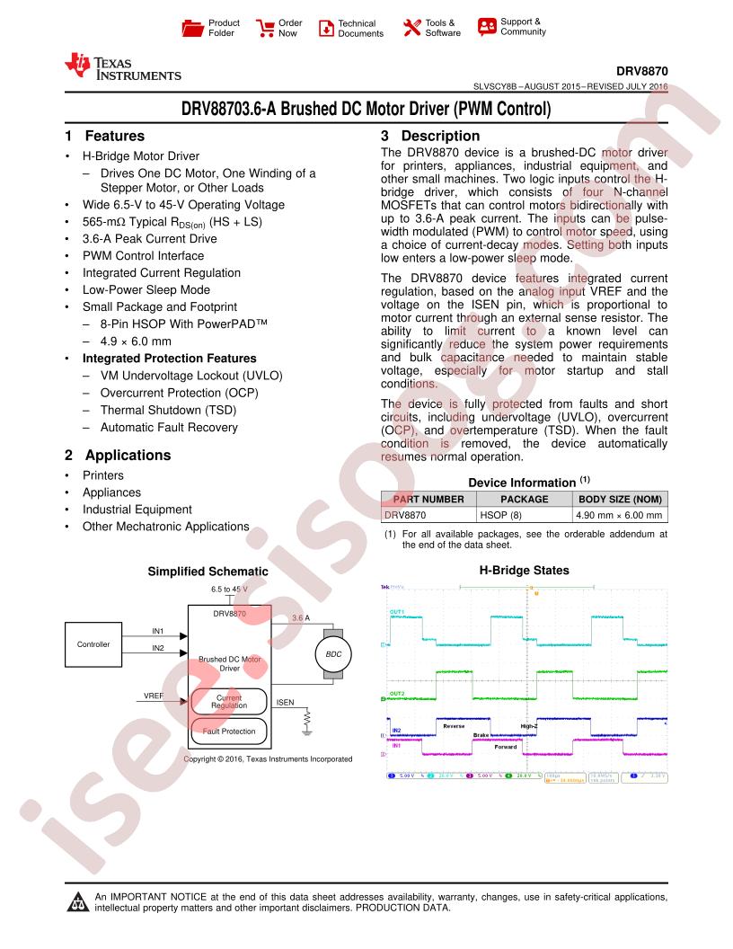 DRV8870 Datasheet