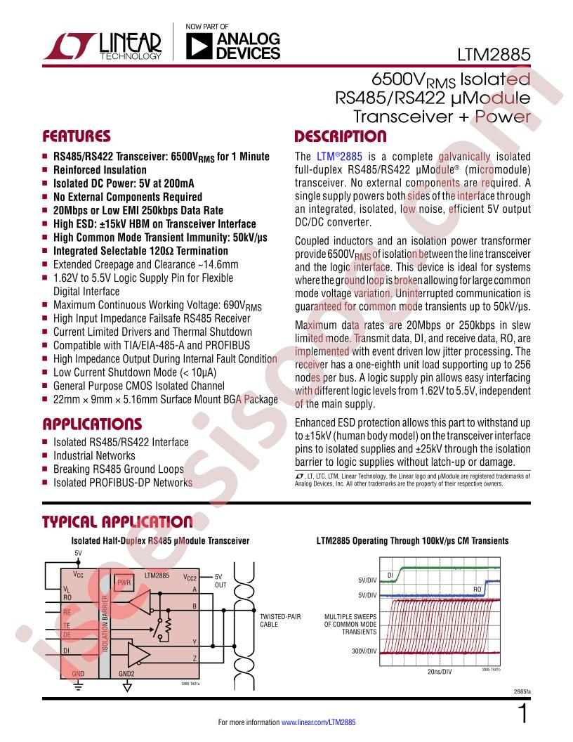 LTM2885 Datasheet
