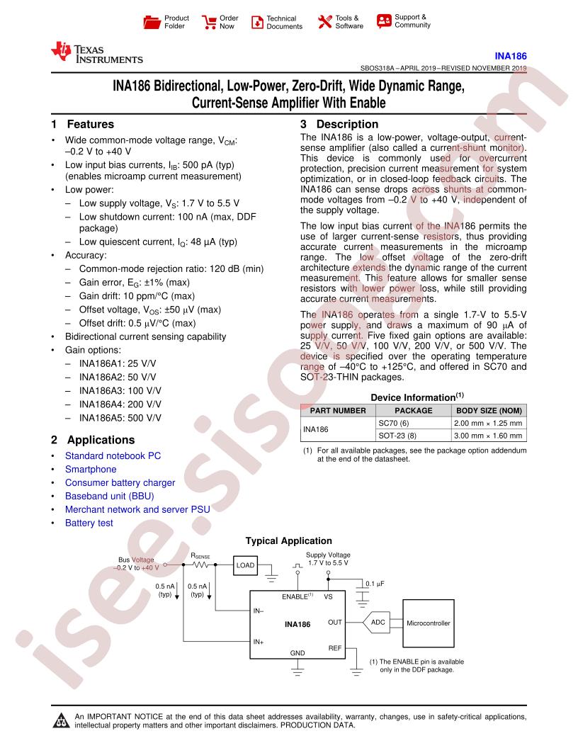 INA186 Datasheet