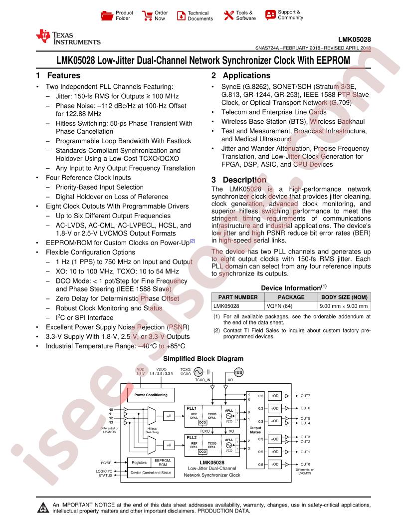 LMK05028 Datasheet