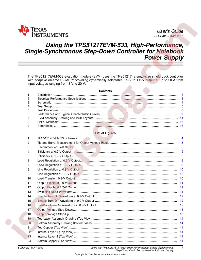 TPS51217EVM-533 User Guide