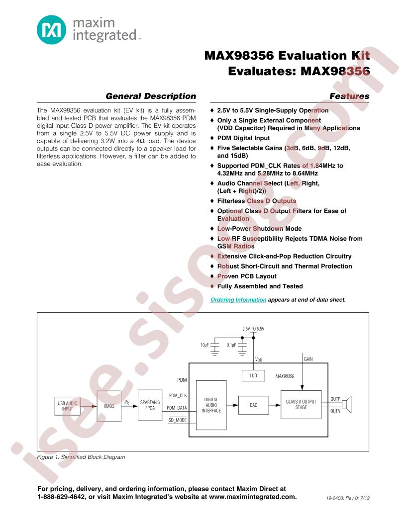 MAX98356 Eval Kit