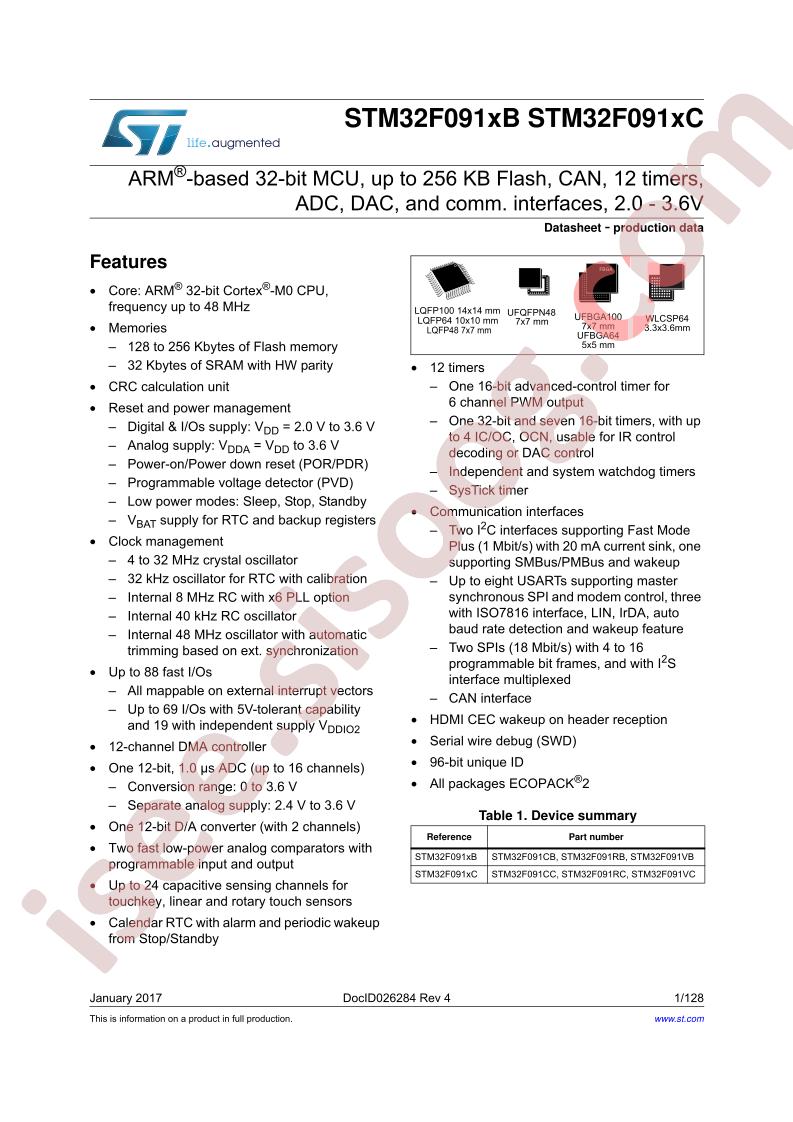 STM32F091xB, STM32F091xC