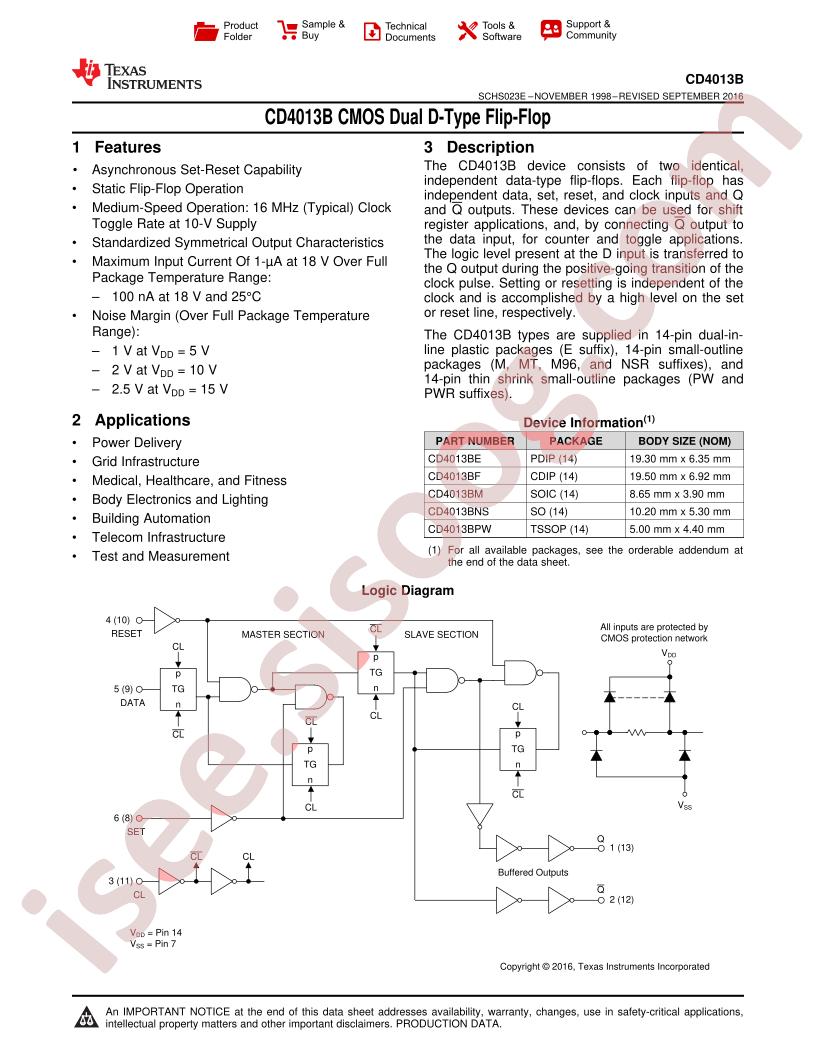 CD4013B Types