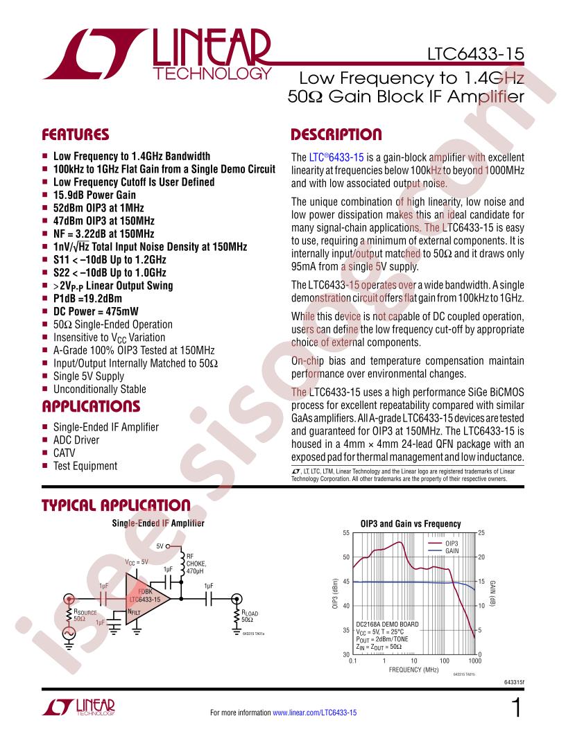 LTC6433-15 Datasheet