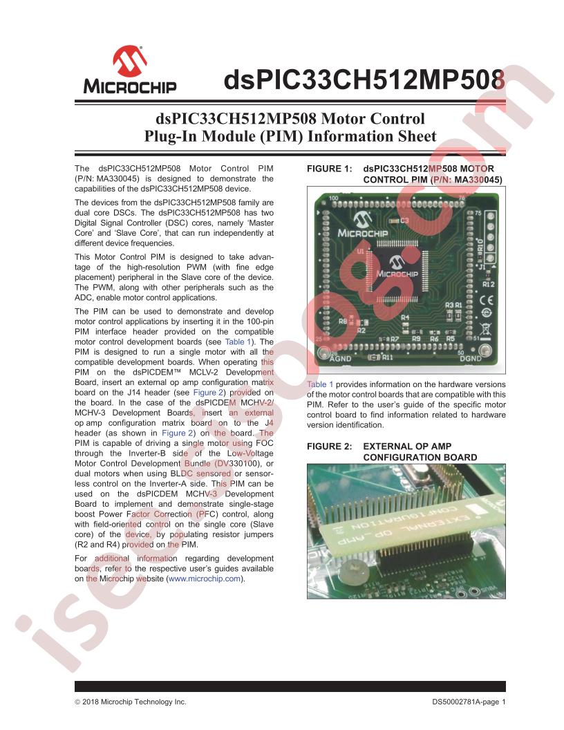 dsPIC33CH512MP508 PIM Info Sheet