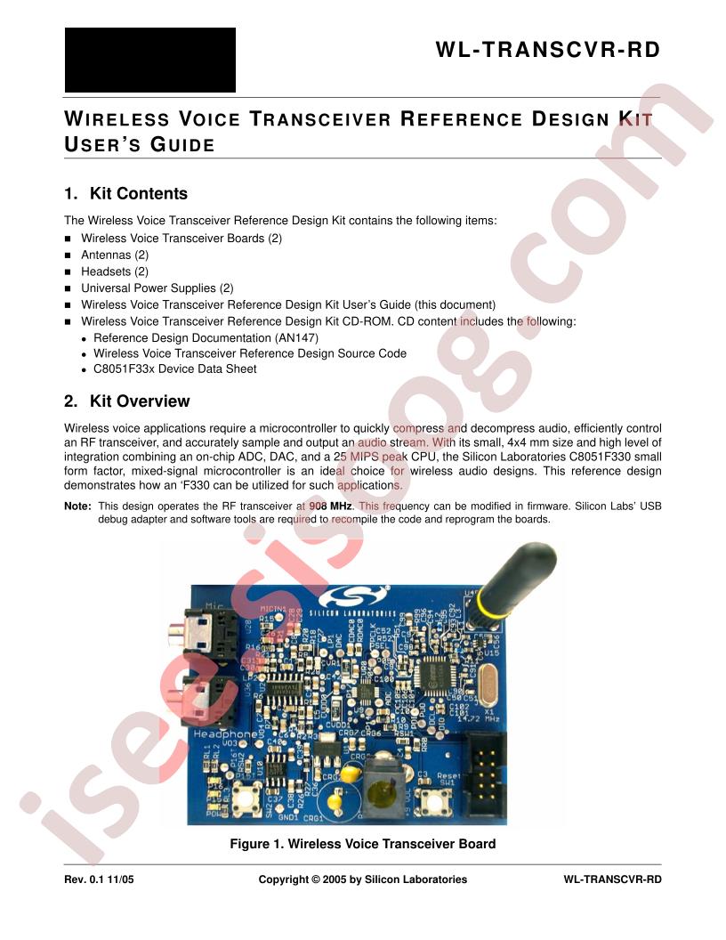 WL-TRANSCVR-RD Guide