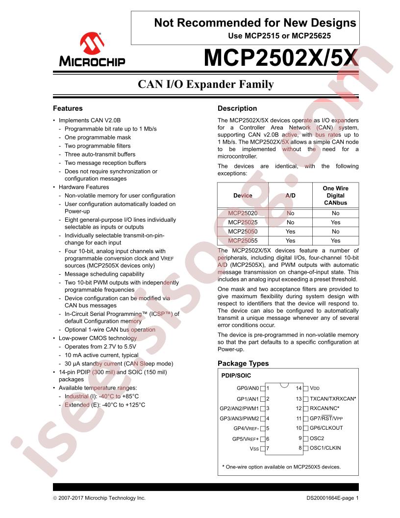MCP2502X/5X Datasheet
