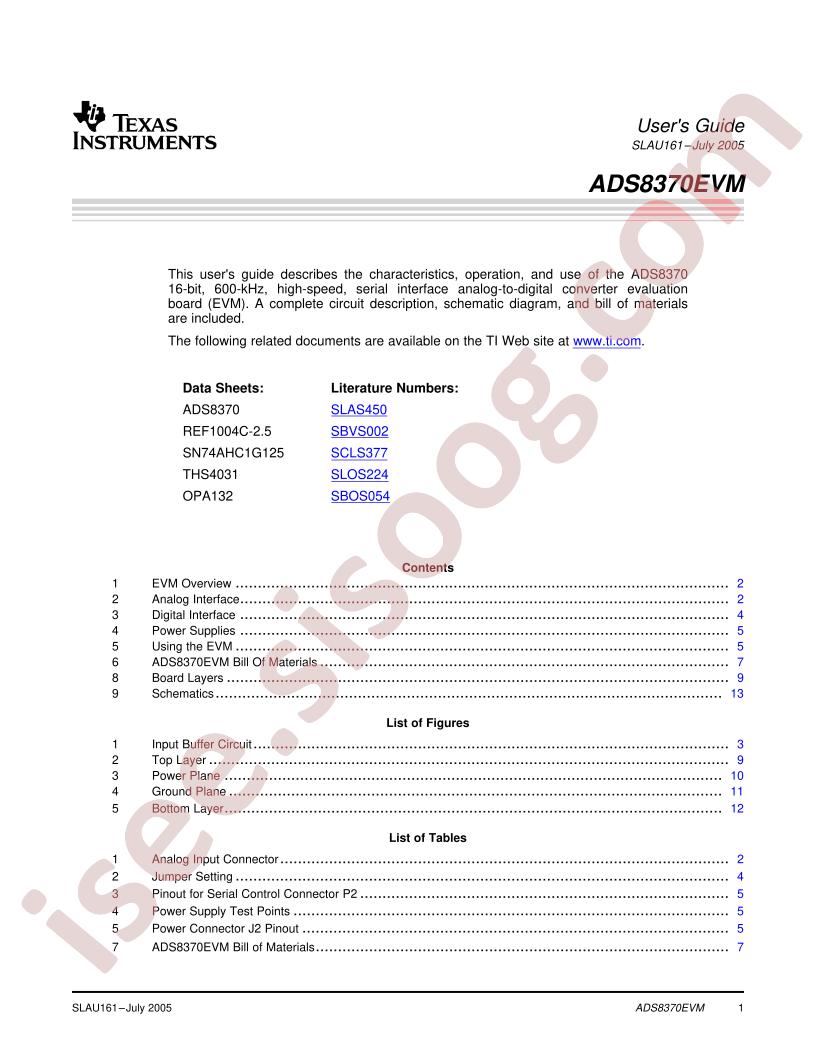 ADS8370EVM User Guide