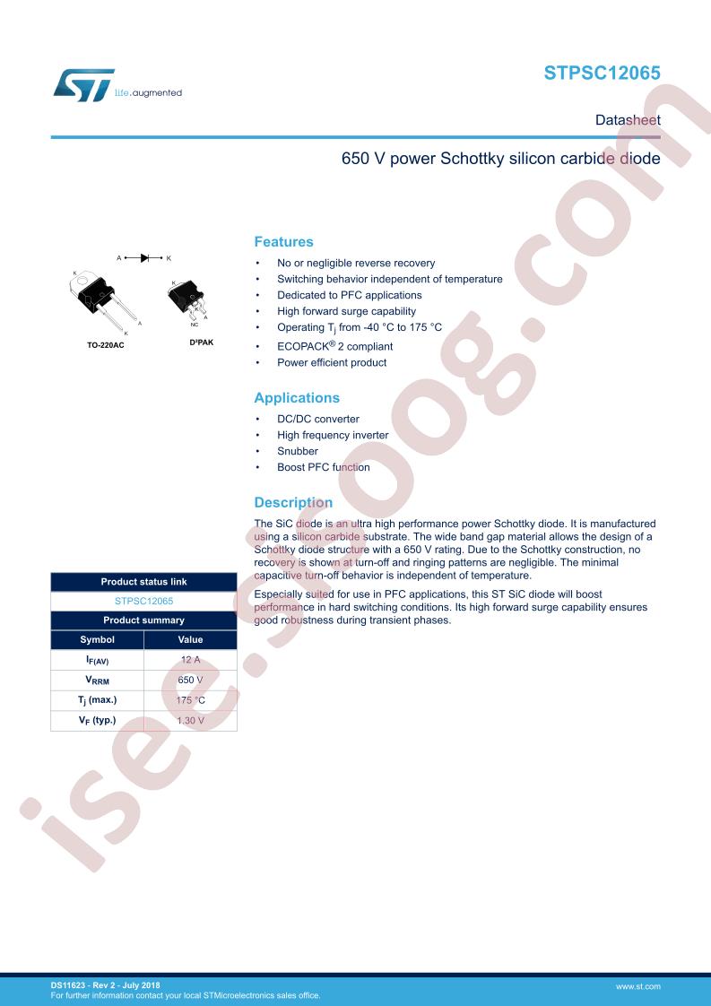 STPSC12065G Datasheet