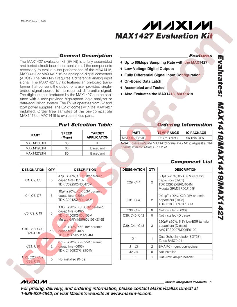 MAX1427 Eval Kit