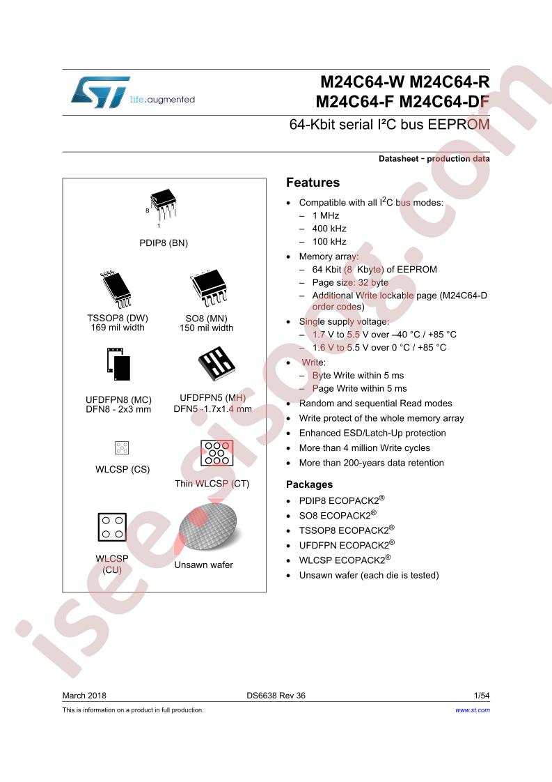 M24C64-(W,R,F,DF) Datasheet