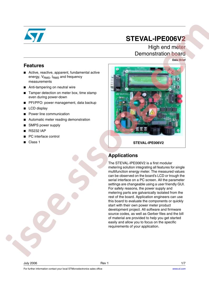 STEVAL-IPE006V2 Data Brief