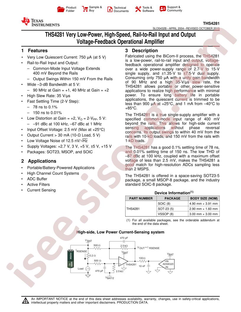 THS4281 Datasheet