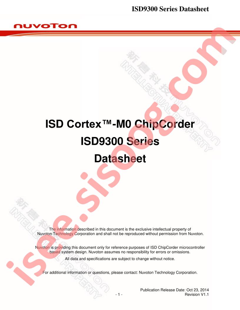 ISD93xx Series Datasheet