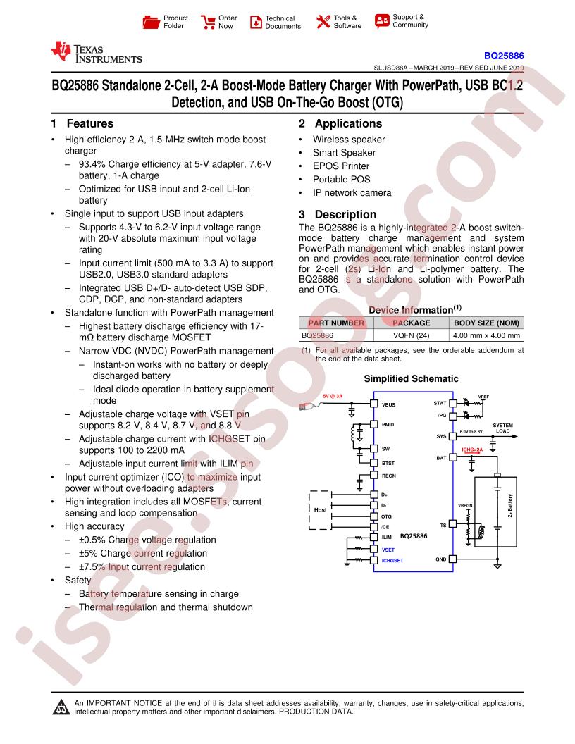 BQ25886 Datasheet