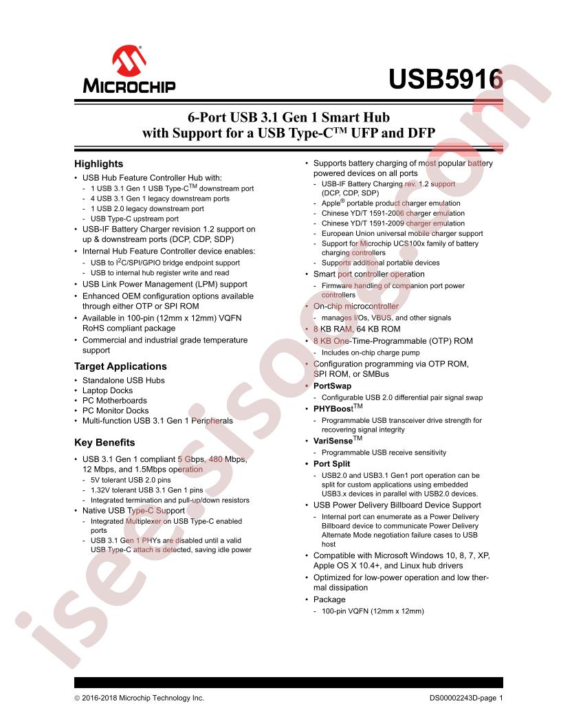 USB5916 Datasheet