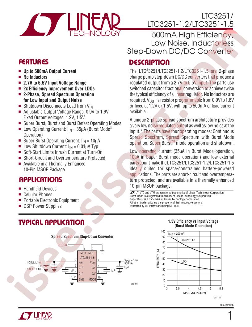 LTC3251/-1.2/-1.5