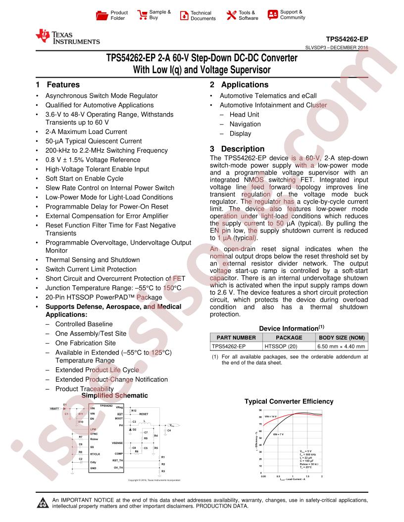 TPS54262-EP Datasheet