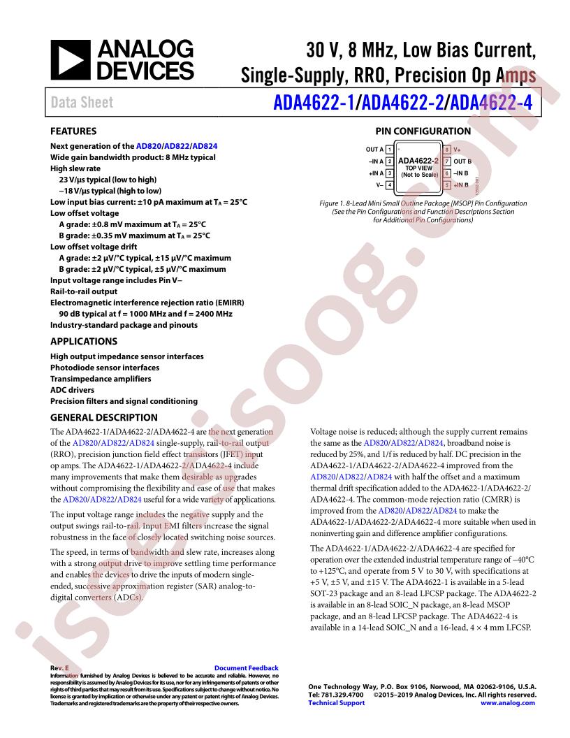 ADA4622-1,2 Series Datasheet