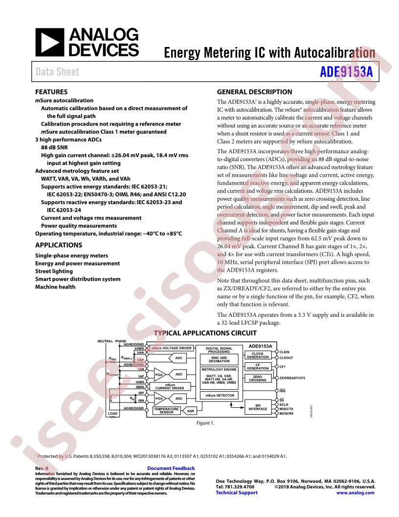 ADE9153A Datasheet