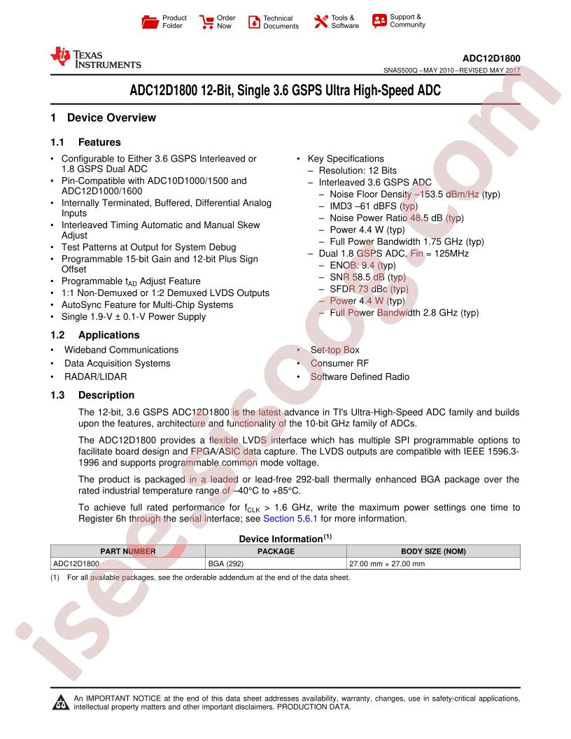 ADC12D1800 Datasheet