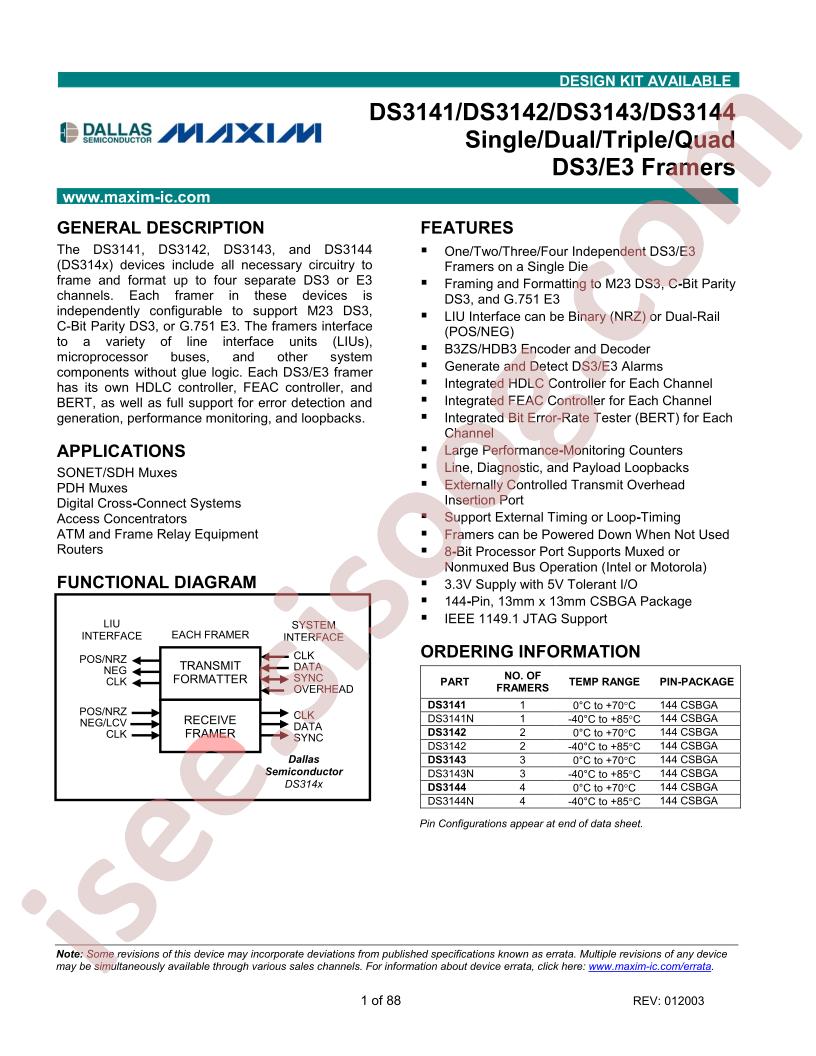 DS3141-44 Datasheet