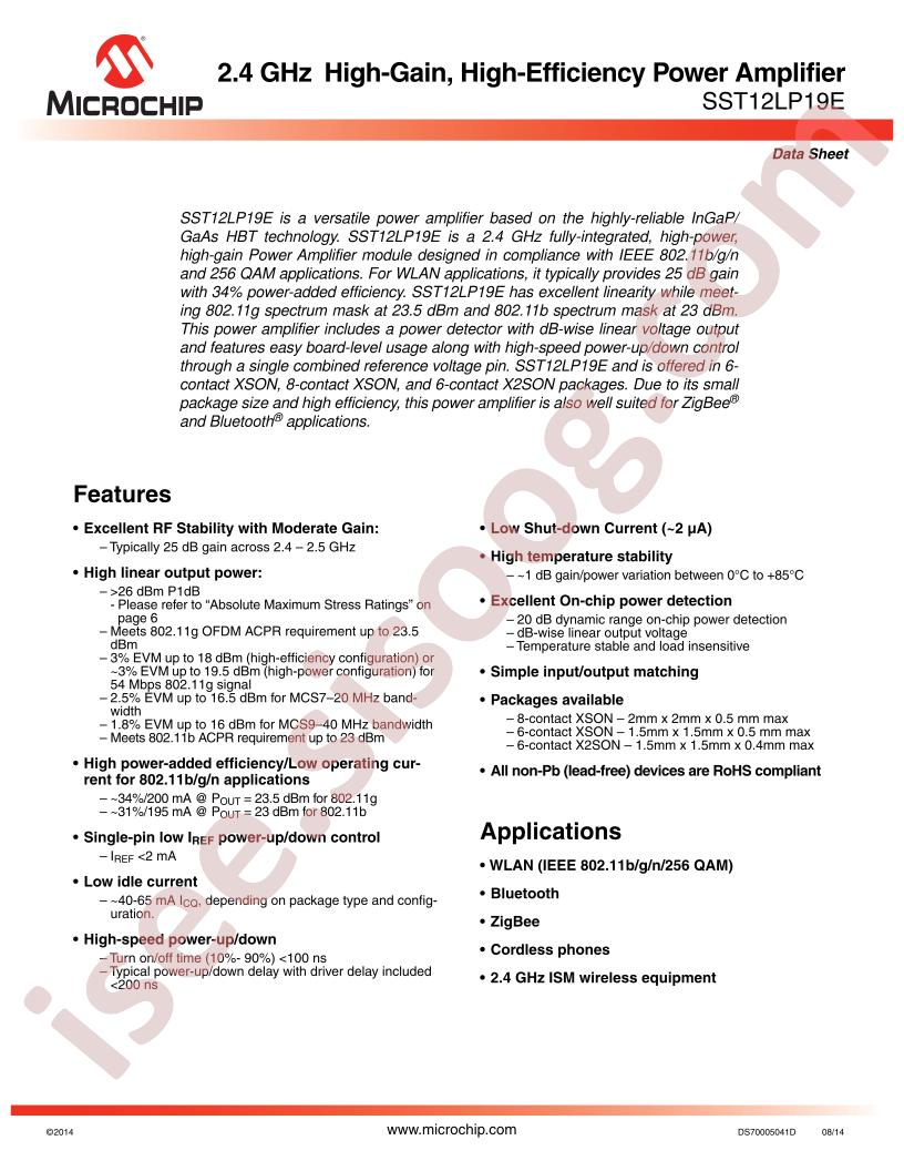 SST12LP19E Datasheet