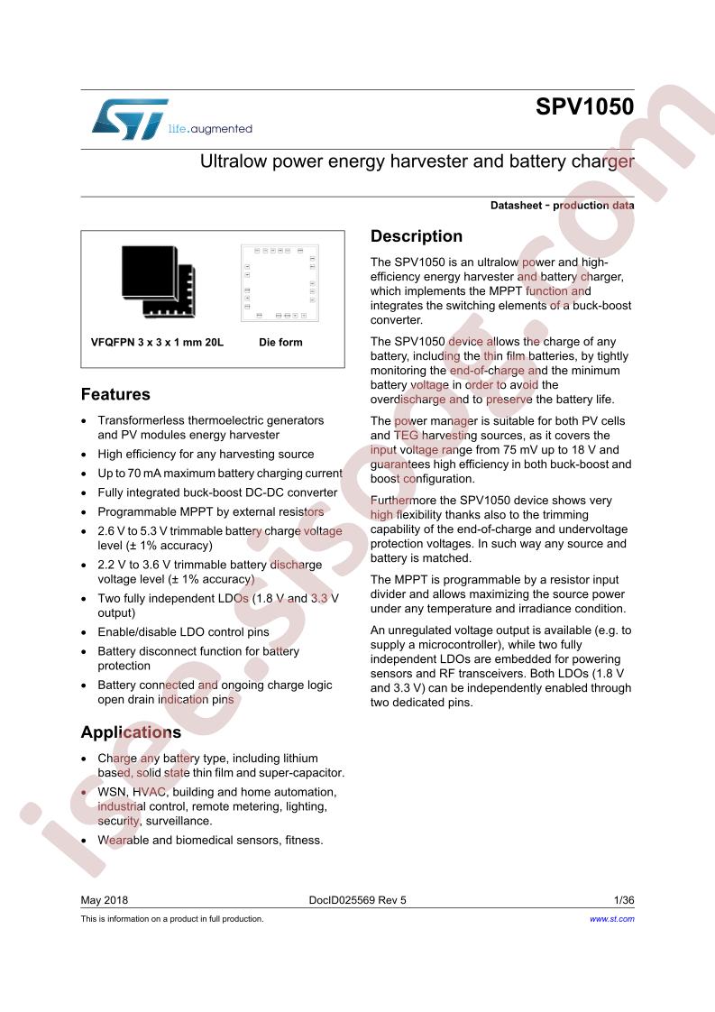 SPV1050 Datasheet