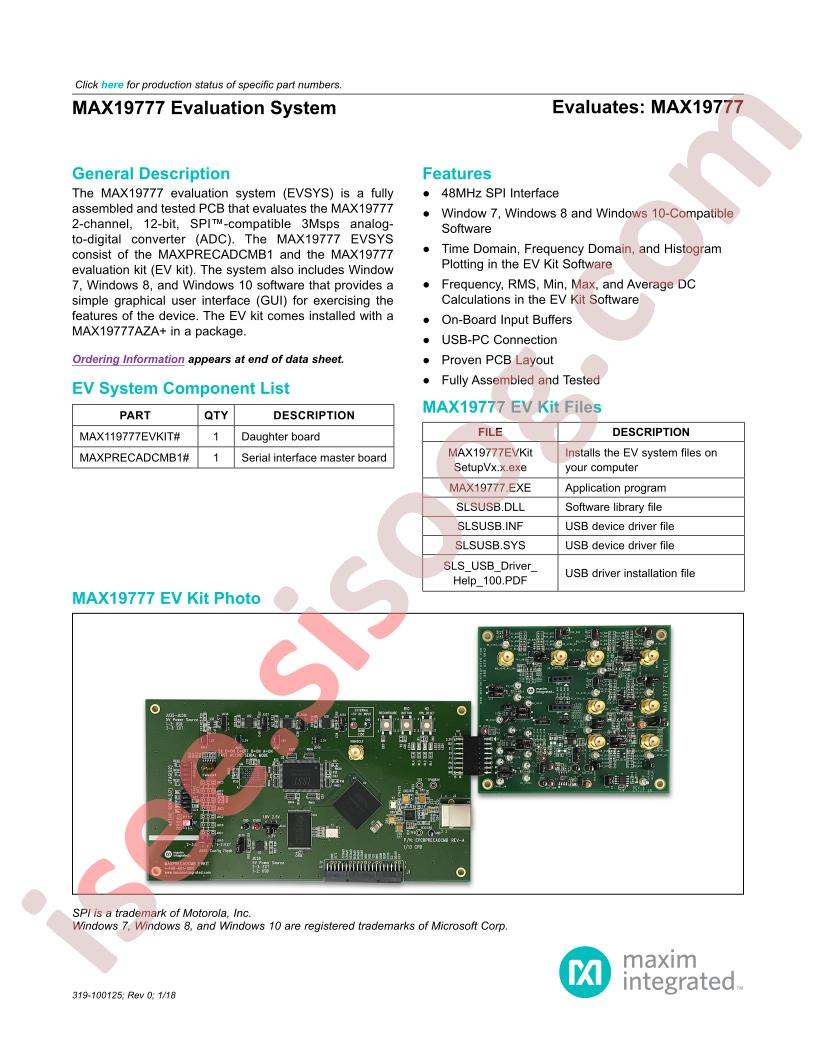 MAX19777 Evaluation System