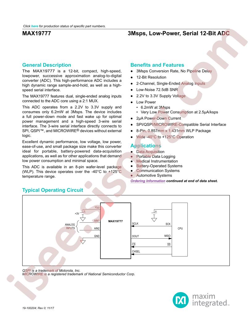 MAX19777 Datasheet