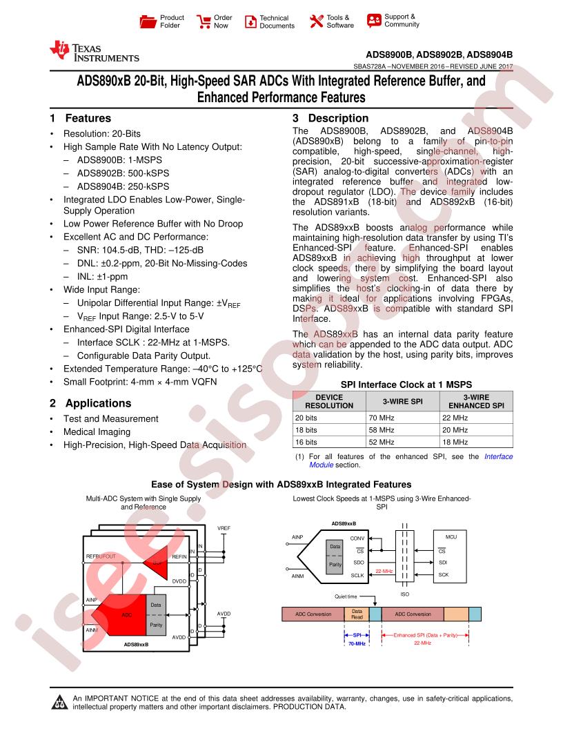 ADS890xB Datasheet