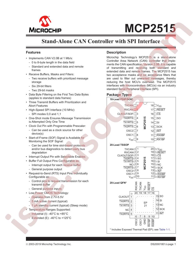 MCP2515 Datasheet