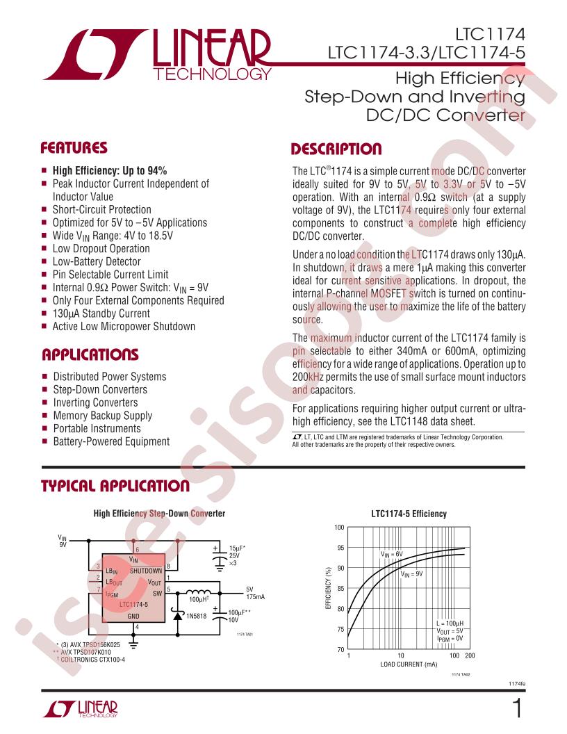 LTC1174(-3.3, -5) Datasheet