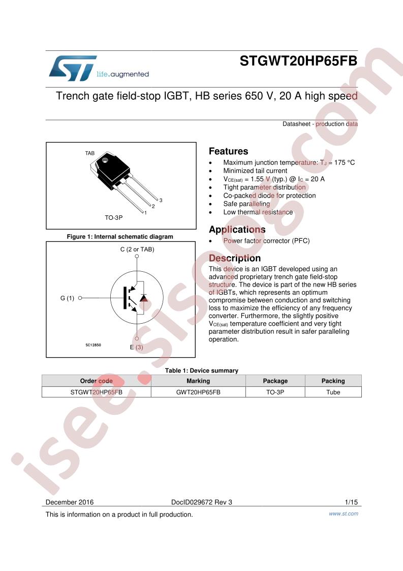 STGWT20HP65FB