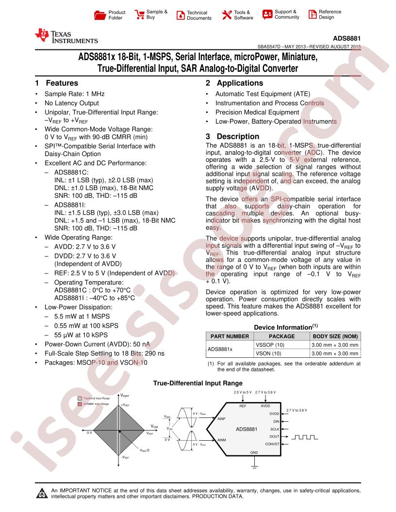 ADS8881x Datasheet