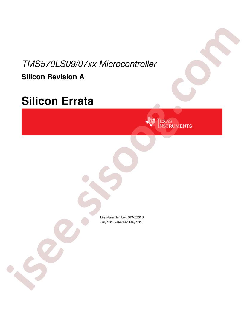TMS570LS09/07xx Errata