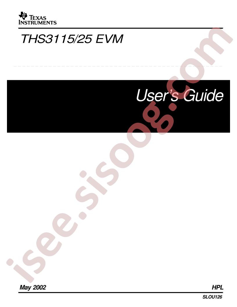 THS3115/25 EVM Users Guide