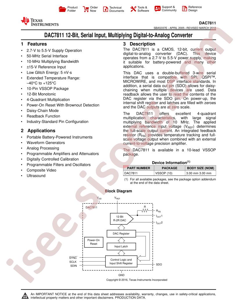 DAC7811 Datasheet