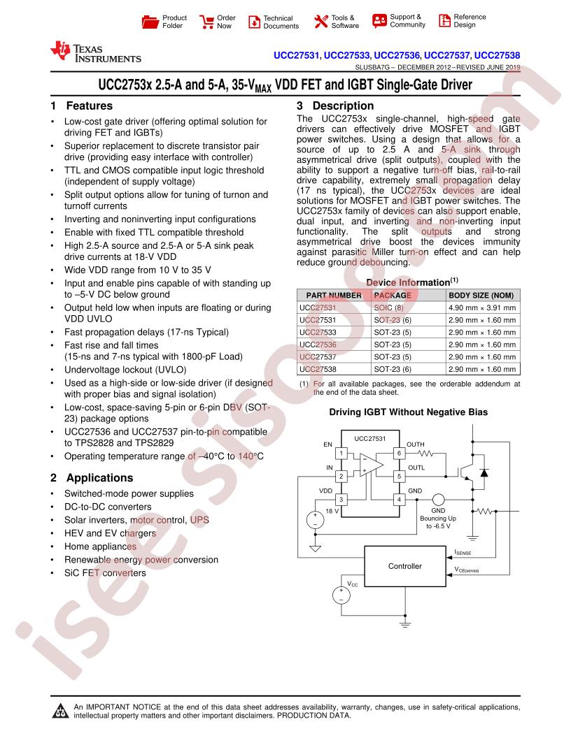 UCC2753x Datasheet