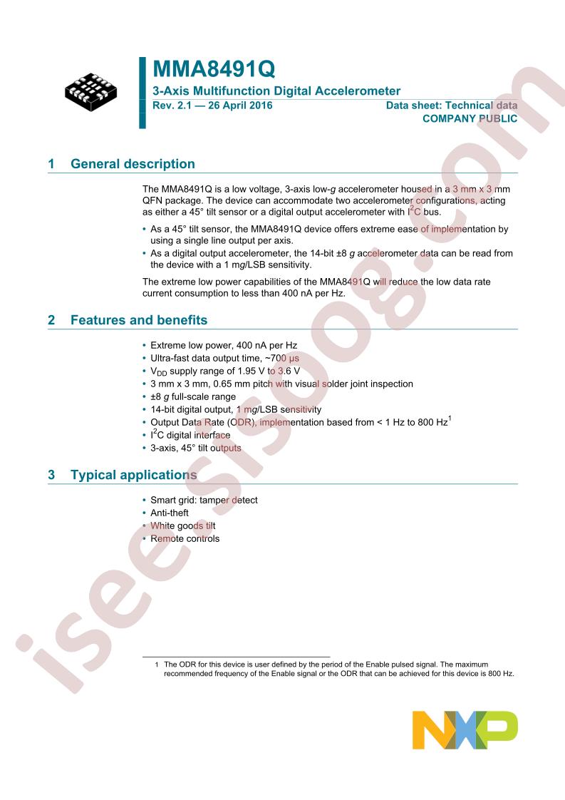 MMA8491Q Datasheet