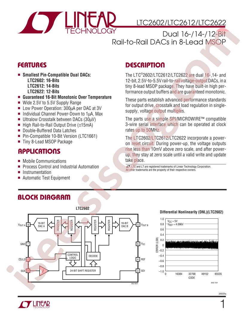 LTC2602, 12, 22 Datasheet