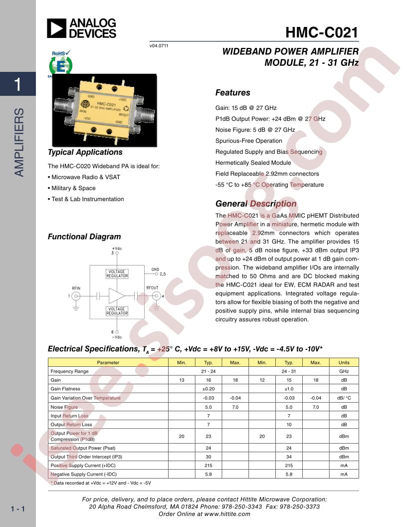 HMC-C021 Datasheet