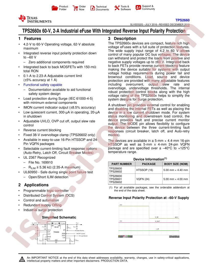 TPS2660x Datasheet