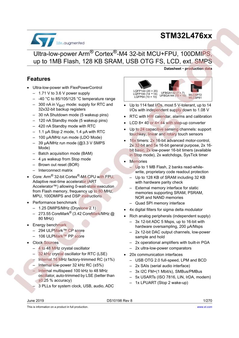 STM32L476xx Datasheet