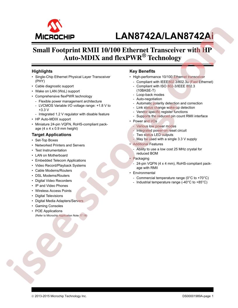 LAN8742A(i) Datasheet