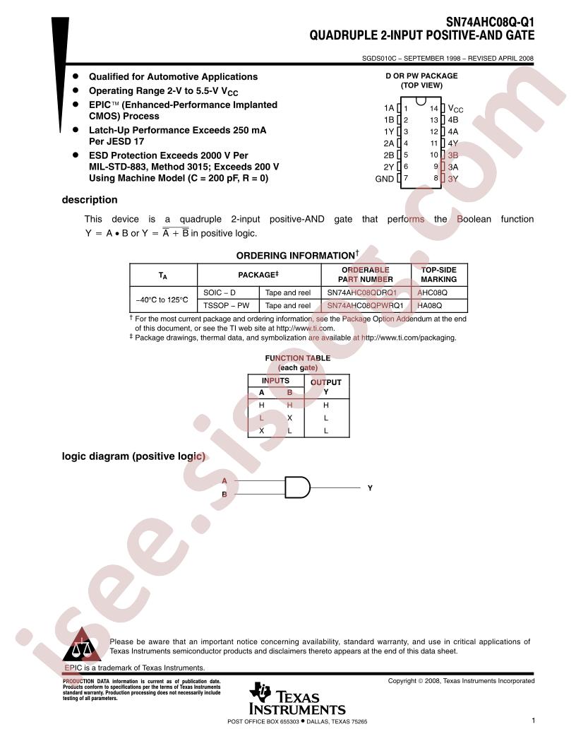 SN74AHC08Q-Q1