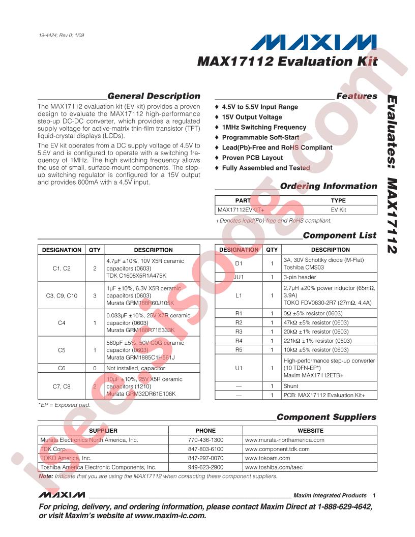 MAX17112 Eval Kit