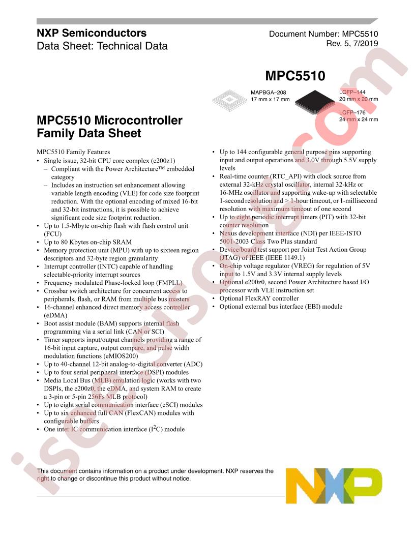MPC5510 Family Datasheet