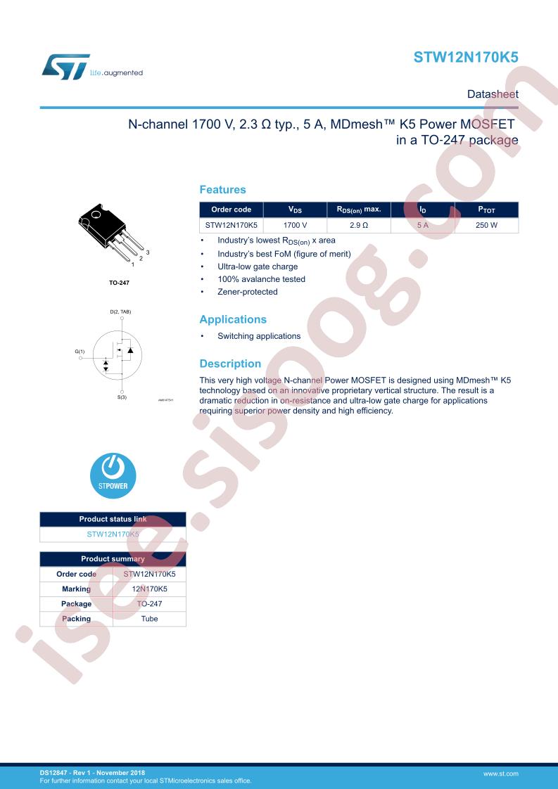 STW12N170K5